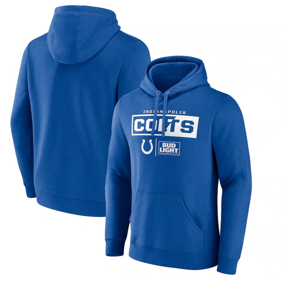 Men's Indianapolis Colts Blue x Bud Light Pullover Hoodie Men's Indianapolis Colts Blue x Bud Light Pullover Hoodie